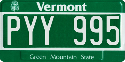 VT license plate PYY995