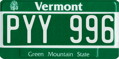 VT license plate PYY996