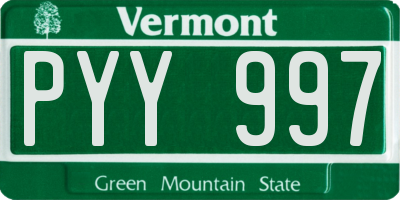 VT license plate PYY997