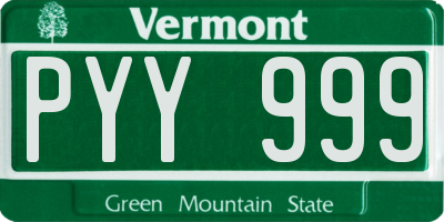 VT license plate PYY999