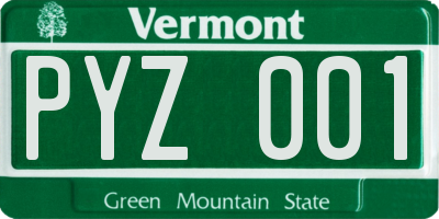 VT license plate PYZ001