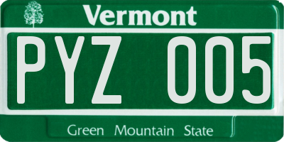 VT license plate PYZ005