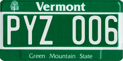 VT license plate PYZ006