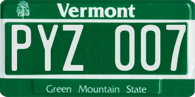 VT license plate PYZ007