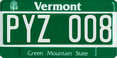 VT license plate PYZ008