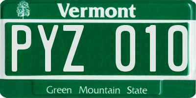 VT license plate PYZ010