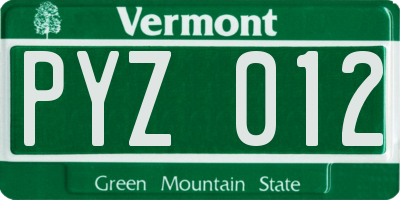 VT license plate PYZ012