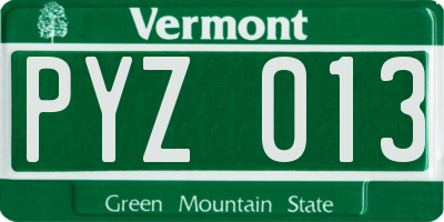 VT license plate PYZ013