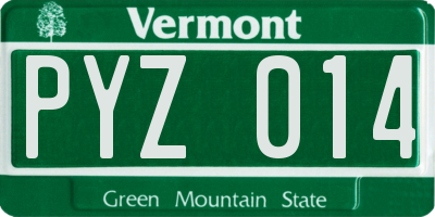 VT license plate PYZ014