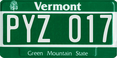 VT license plate PYZ017