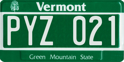 VT license plate PYZ021