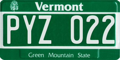 VT license plate PYZ022