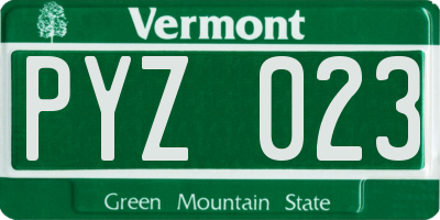 VT license plate PYZ023