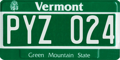 VT license plate PYZ024