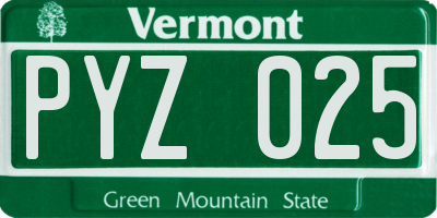 VT license plate PYZ025