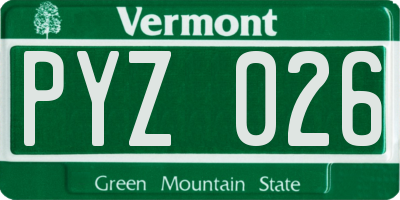 VT license plate PYZ026