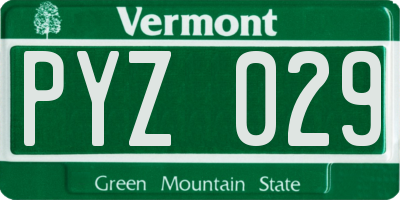 VT license plate PYZ029