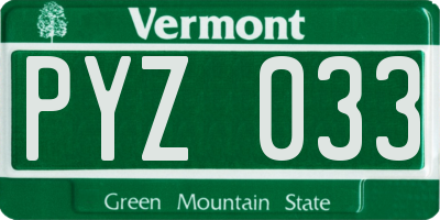 VT license plate PYZ033