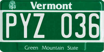 VT license plate PYZ036