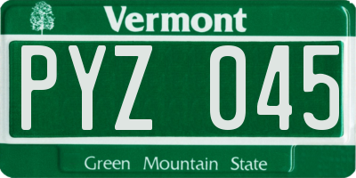 VT license plate PYZ045