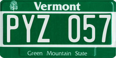 VT license plate PYZ057