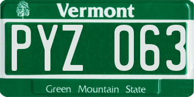 VT license plate PYZ063