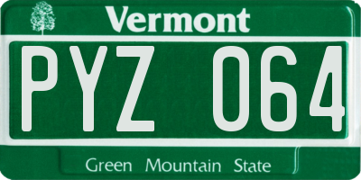 VT license plate PYZ064