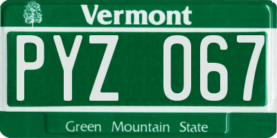 VT license plate PYZ067