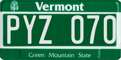 VT license plate PYZ070