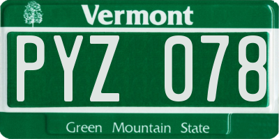 VT license plate PYZ078