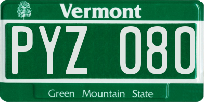 VT license plate PYZ080
