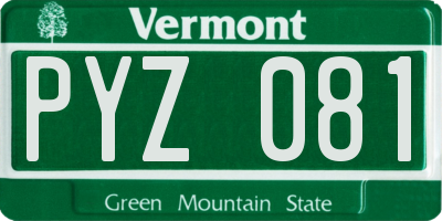 VT license plate PYZ081