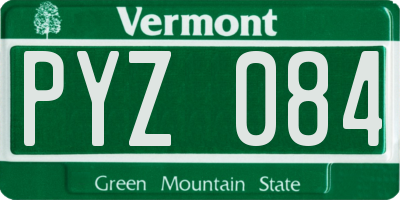 VT license plate PYZ084