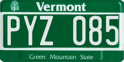 VT license plate PYZ085