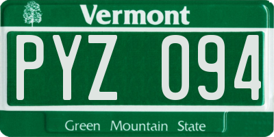 VT license plate PYZ094