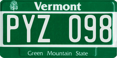VT license plate PYZ098