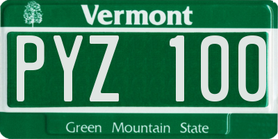 VT license plate PYZ100