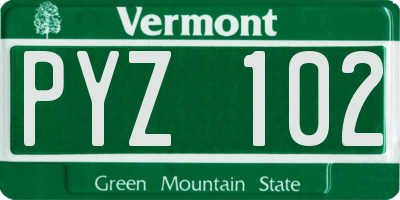 VT license plate PYZ102