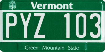 VT license plate PYZ103