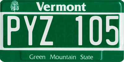 VT license plate PYZ105