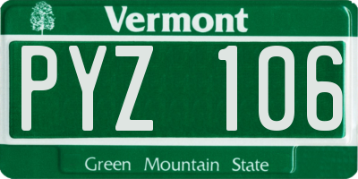 VT license plate PYZ106