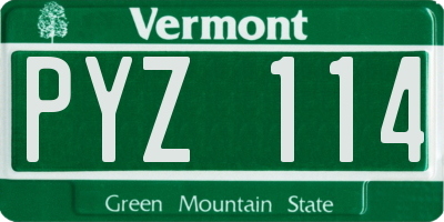 VT license plate PYZ114