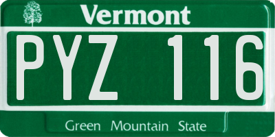 VT license plate PYZ116