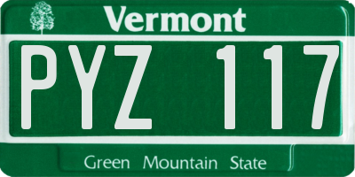 VT license plate PYZ117