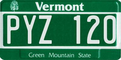 VT license plate PYZ120