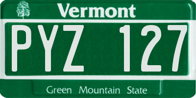 VT license plate PYZ127
