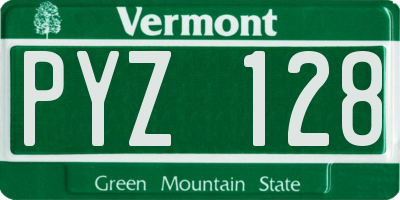 VT license plate PYZ128