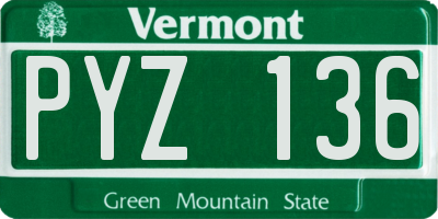 VT license plate PYZ136