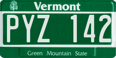 VT license plate PYZ142