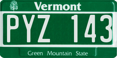 VT license plate PYZ143